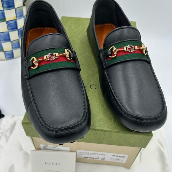 Men’s Gucci Ayrton web stripe driver loafers size 12 fits 12.5 us made in Italy main image 7